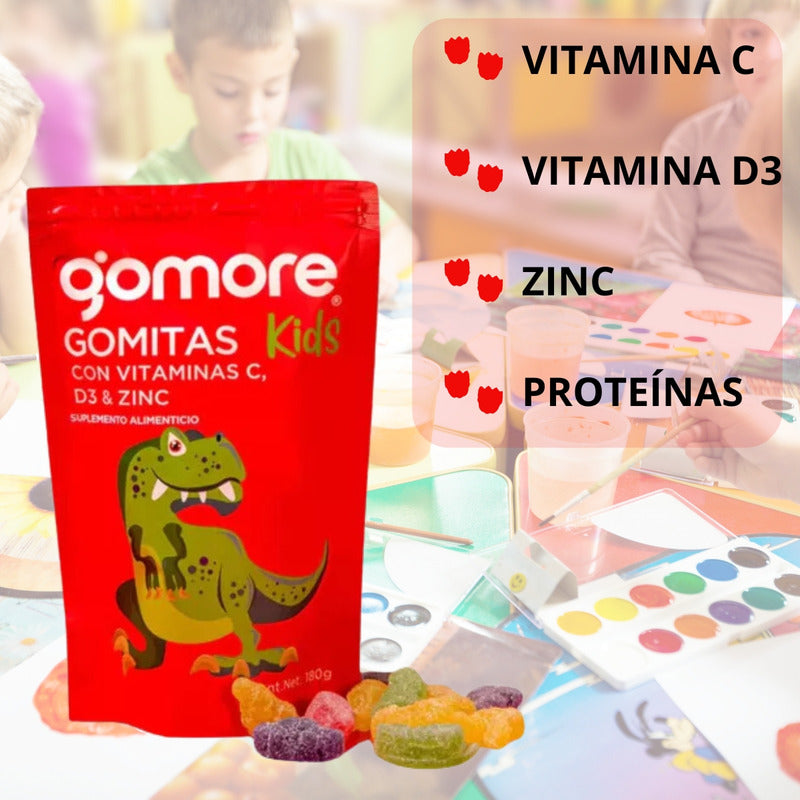 Go-more Kids Gomitas Vitamina C, D3 Y Zinc 180 G Sin Sabor