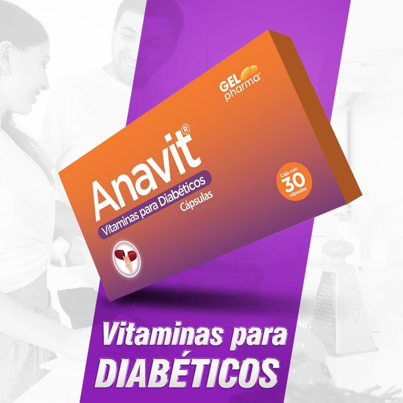 Anavit Vitaminas P/ Diabéticos 3 Cjs 30 Caps Gelpharma Sin Sabor