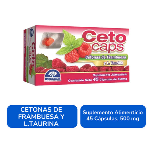 Ceto Caps  L. Taurina Frambuesa 500 Mg 45 Cápsulas Natutech Sin Sabor