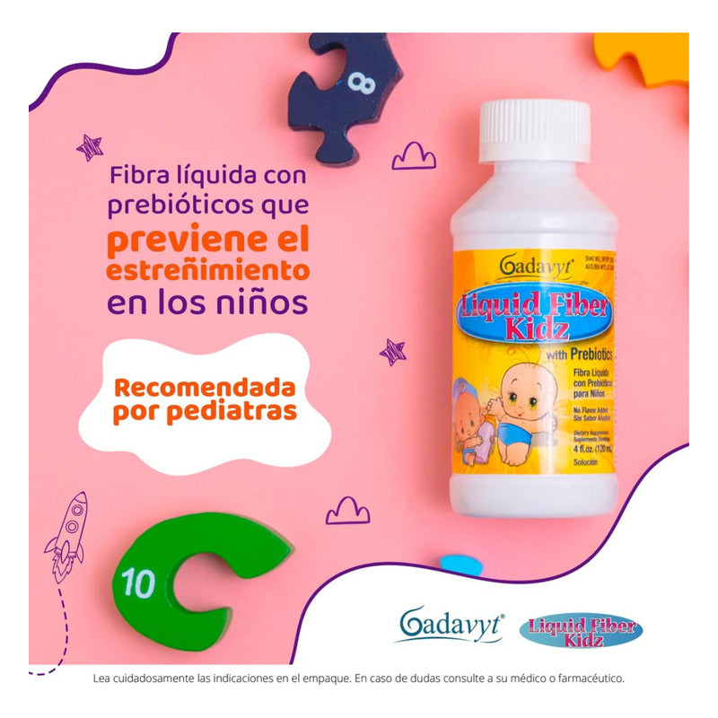 Gadavyt Liquid Fiber Kidz 120 Ml Fibra Liquida Para Niños Sin Sabor