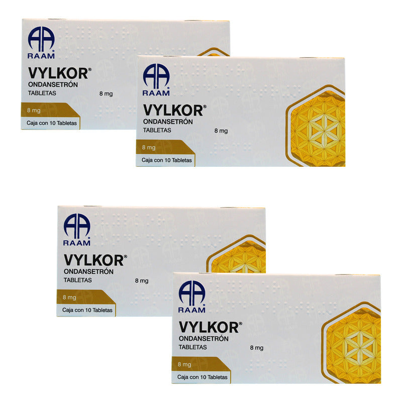 Vylkor Ondansetrón 8 Mg 4 Cajas Con 10 Tabletas C/u Raam