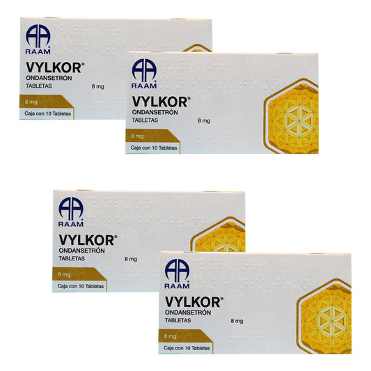 Vylkor Ondansetrón 8 Mg 4 Cajas Con 10 Tabletas C/u Raam