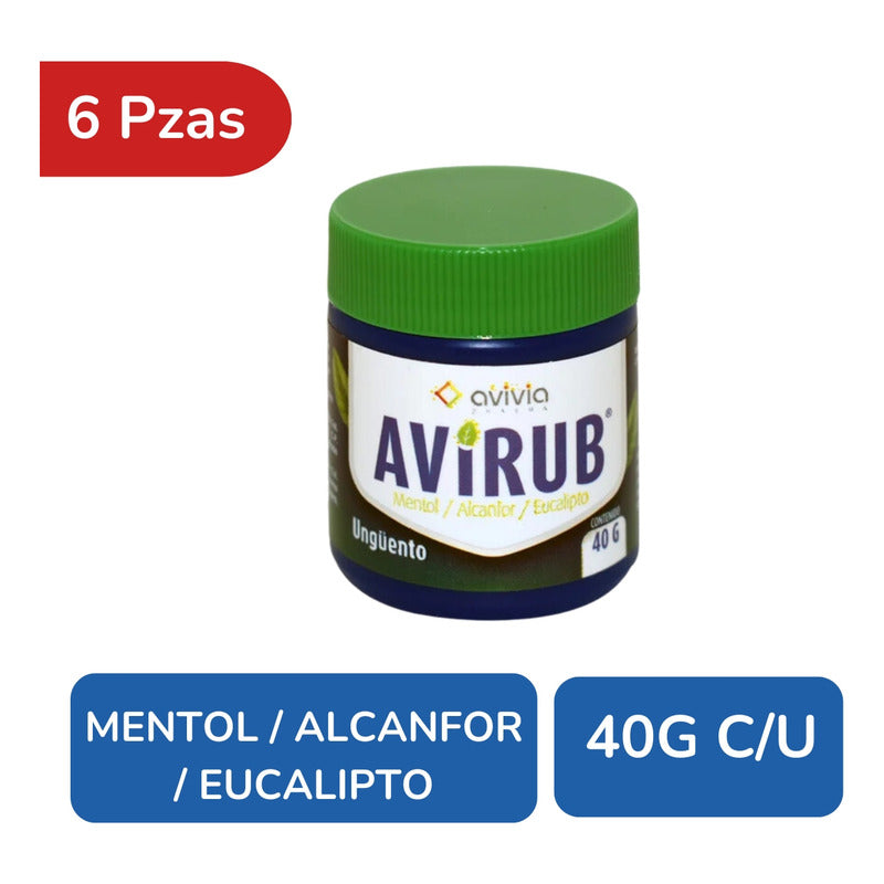 Avirub Mentol/alcanfor/eucalipto Ungüento 6 Tarros Con 40g