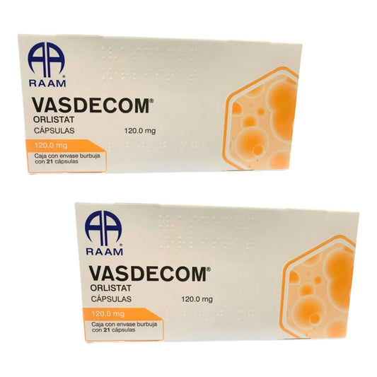 Vasdecom Orlistat 120 Mg 2 Cajas Con 21 Cápsulas