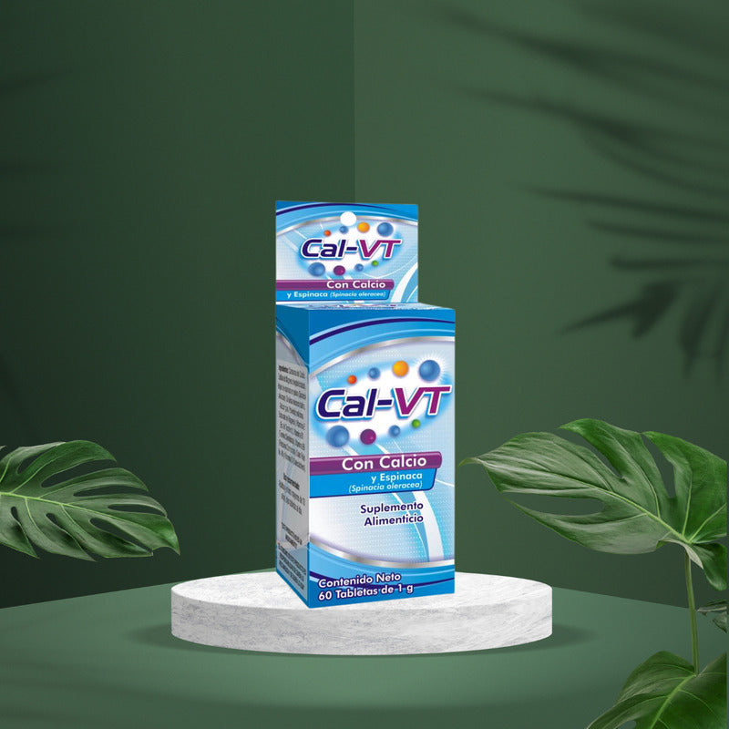 Cal-vt Calcio Y Espinca 1 G 60 Tabletas Suplemento Natutech Sin Sabor