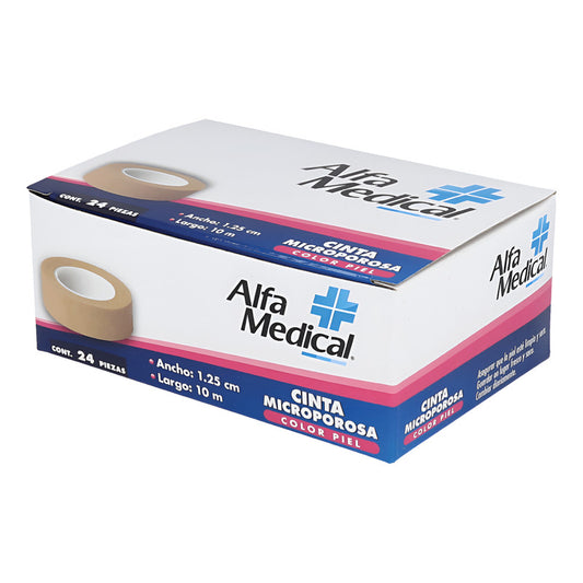 Cinta Microporosa Piel 1.25 Cm X 10 M 24 Piezas Alfamedical