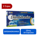 Difenhidramina 25 Mg 2 Cajas Con 10 C/u Cápsulas Gelpharma
