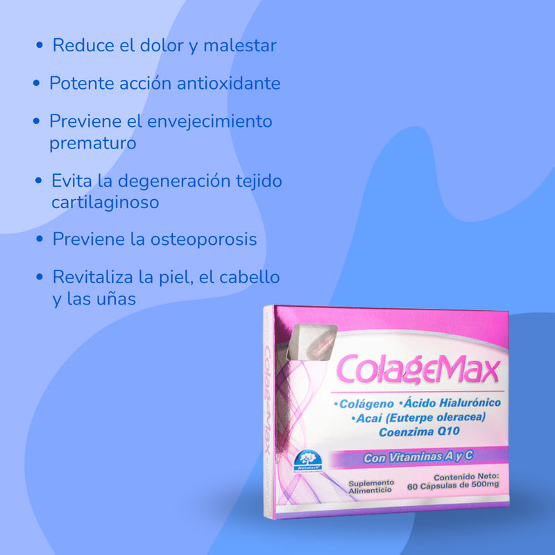 Colagemax Colágeno 500 Mg 60 Cápsulas Suplemento Natutech N/a
