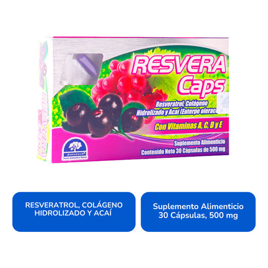 Resvera Caps Caja Con 30 Cápsulas De 500 Mg Natutech Sin Sabor