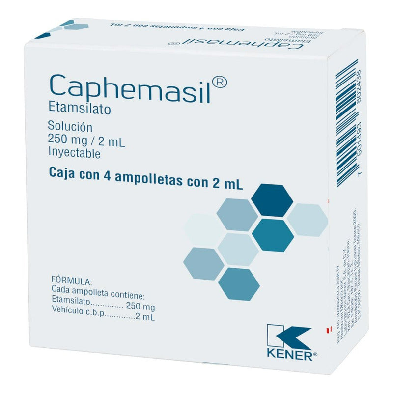 Caphemasil Kener Solución Etamsilato 250mg/2ml Iny C4amp