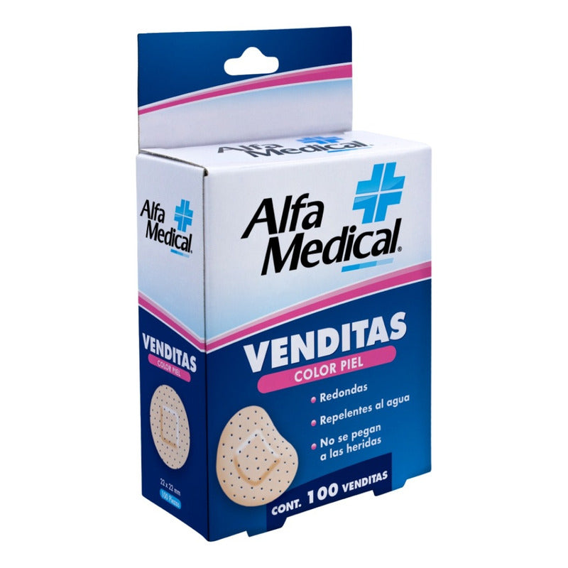 Alfa Medical Venditas Adhesivas Redondas Color Piel 100 Pzas