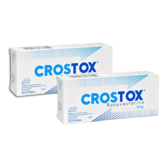 Crostox Rosuvastatina De 10mg 2 Cajas Con 30 Tableas C/u