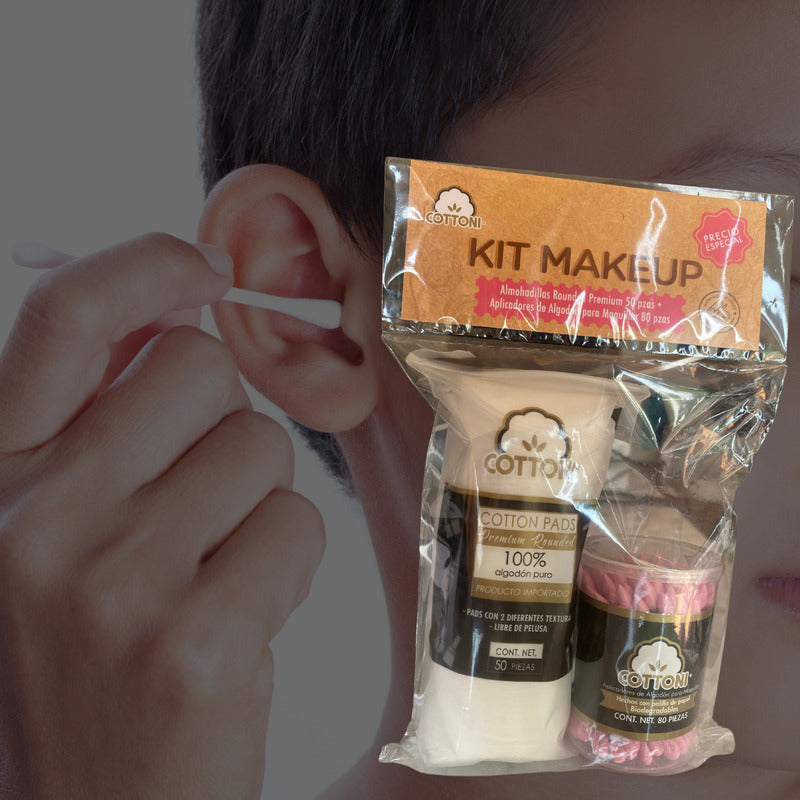 Cotton Pads Kit Makeup Pads 50 Pzas Y Aplicadores 80 Pzas