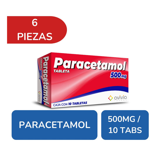 Paracetamol 500 Mg 6 Cajas Con 10 Tabletas Cada Una.