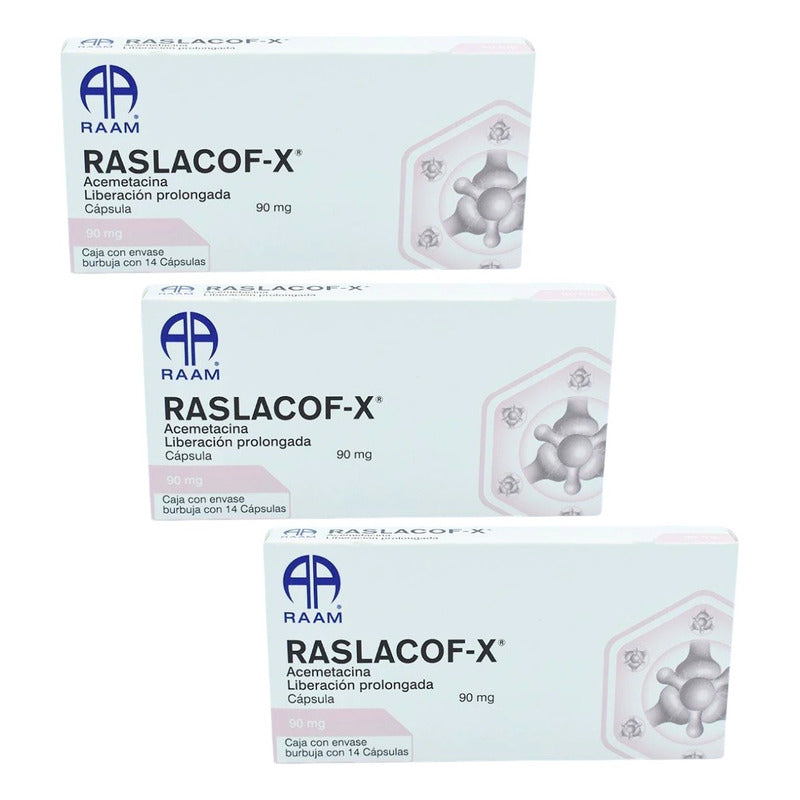 Raslacof-x Acemetacina 90 Mg 3 Cajas 14 Cápsulas Raam