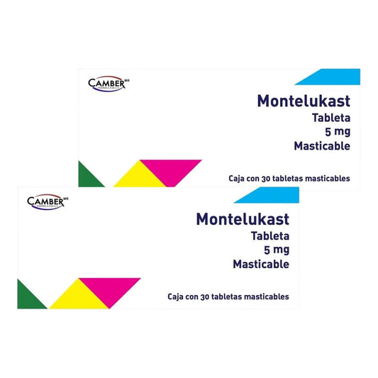 Montelukast 5 Mg 2 Cajas 30 Tabletas Masticables C/u Camber