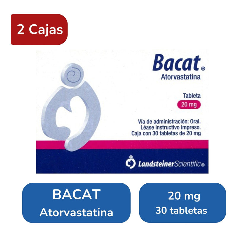 Bacat Atorvastatina 20 Mg 2 Cajas Con 30 Tabletas C/u