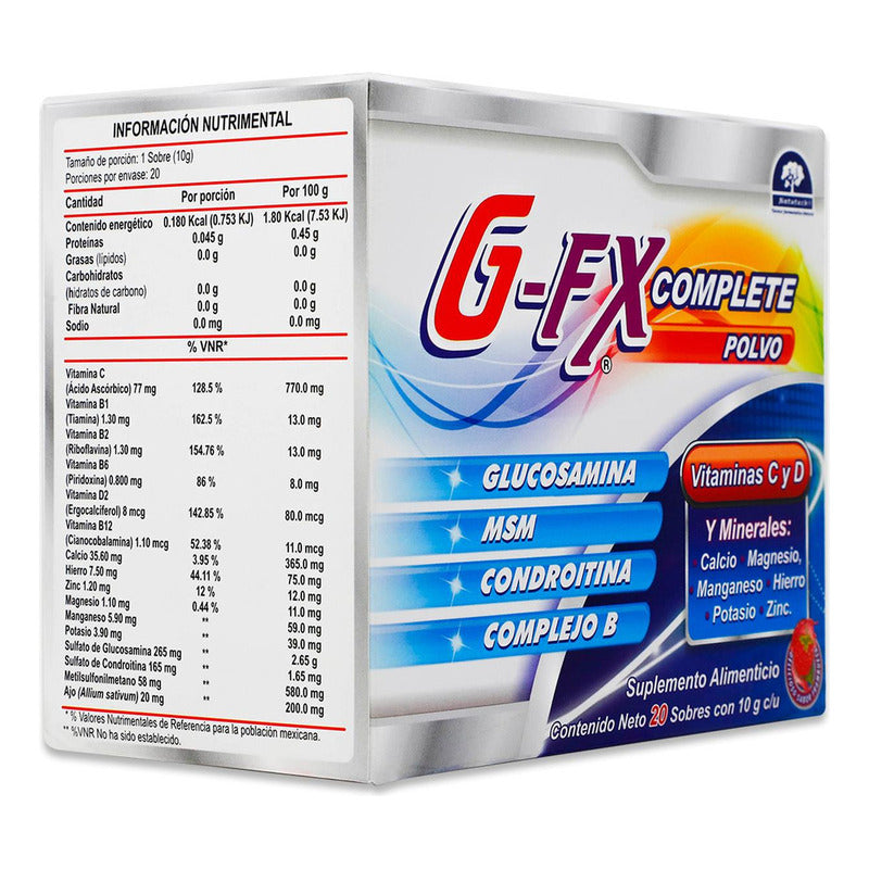 G-fx Complete Polvo C/20 Sobres / Glucosamina, Msm Natutech Sabor Frambuesa
