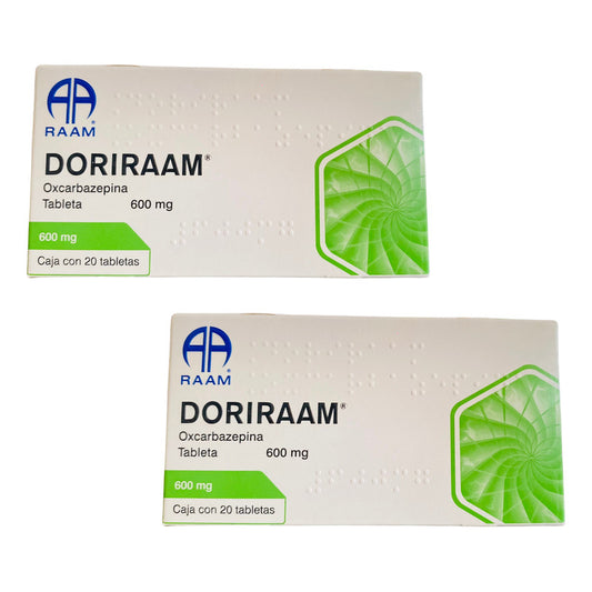 Doriraam Oxcarbazepina 600 Mg 2 Cajas Con 20 Tabs C/u Raam