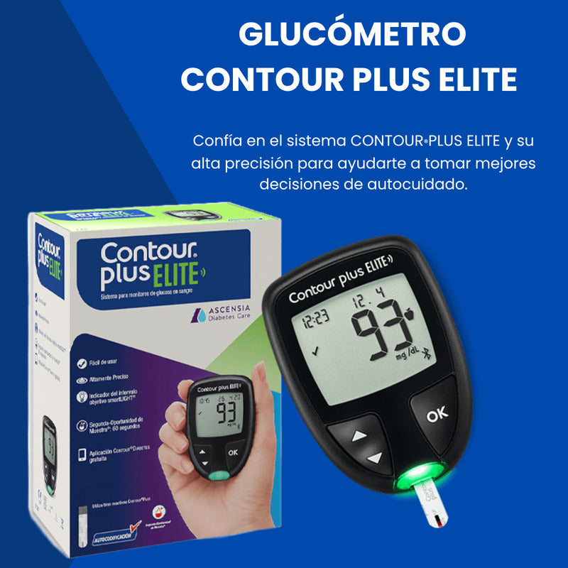 Contour Plus Elite Glucómetro Bluetooth 5 Tiras 5 Lancetas