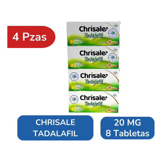 Tadalafil 20 Mg Chrisale 4 Cajas Con 8 Tabletas C/u.