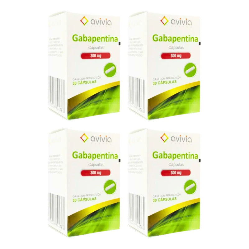 Gabapentina 300 Mg 4 Cajas Con 30 Cápsulas C/u Avivia Pharma