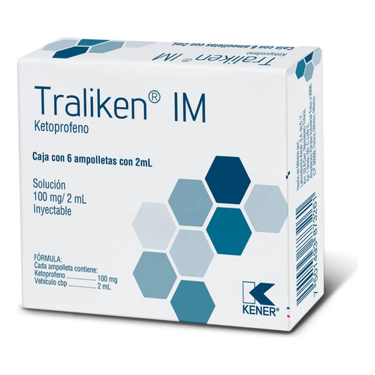 Kener Traliken Im Ketoprofeno Solucion 100mg/ 2ml 6 Amp.