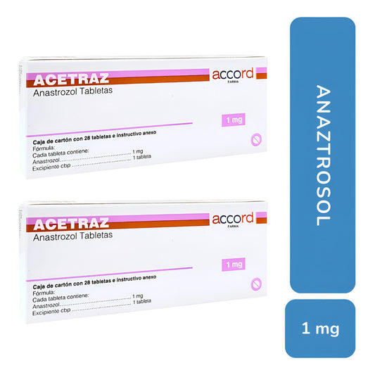 Acetraz Anastrozol 1 Mg 2 Cajas Con 28 Tabletas Accord