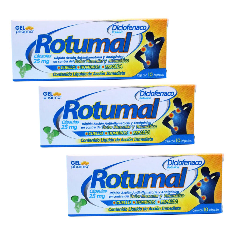 Rotumal Diclofenaco 25 Mg 3 Cjs De 10 Caps C/u Gel Pharma