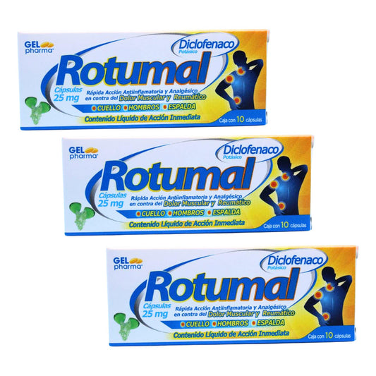 Rotumal Diclofenaco 25 Mg 3 Cjs De 10 Caps C/u Gel Pharma