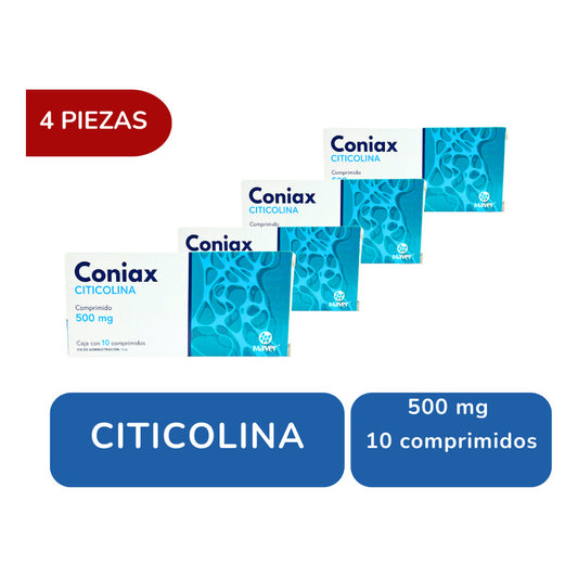 Coniax Citicolina 500 Mg 4 Cajas 10 Comprimidos Maver
