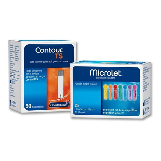 Contour Ts Paquete De 50 Tiras Y 25 Lancetas P/ Glucómetro