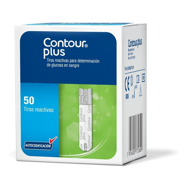 Contour Plus 50 Tiras Reactivas Para Glucómetro Blanco