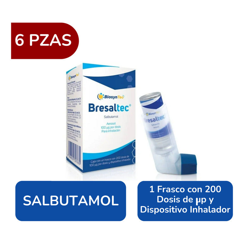Bresaltec Salbutamol 100 Mcg 6 Cajas Con 200 Dosis C/u