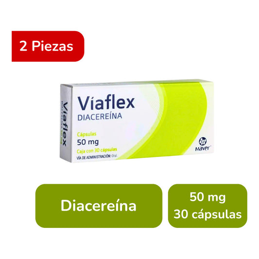 Viaflex Diacereína 50 Mg 2 Cajas 30 Cápsulas C/u Maver