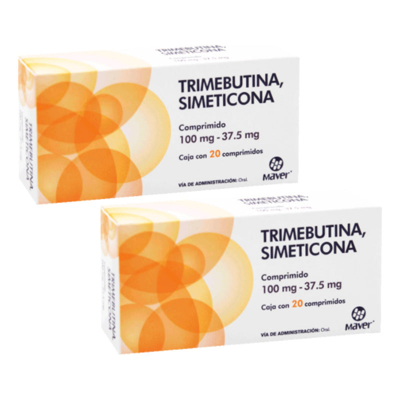 Trimebutina Simeticona 100/37.5mg 2 Cjas 20 Tabs C/u Maver
