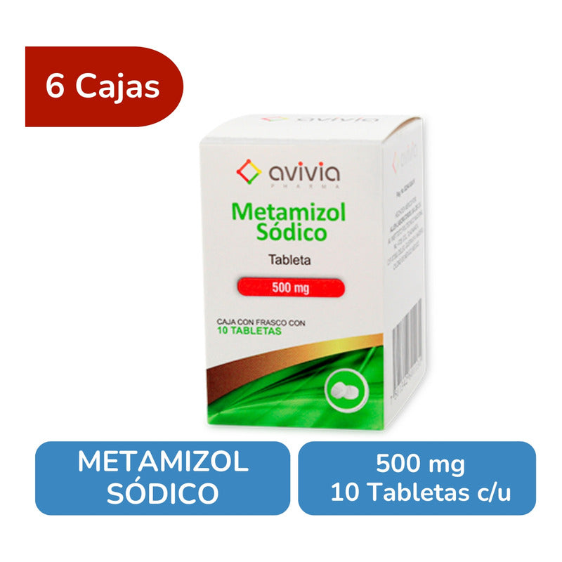 Metamizol Sódico 500 Mg 6 Frascos Con 10 Tabletas C/u Avivia