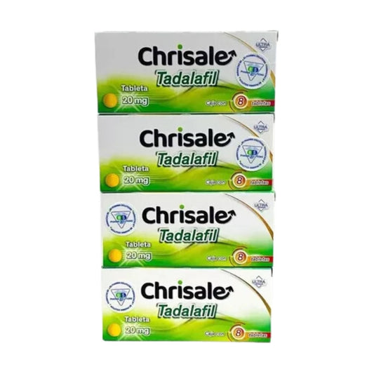 Tadalafil 20 Mg Chrisale 4 Cajas Con 8 Tabletas C/u.