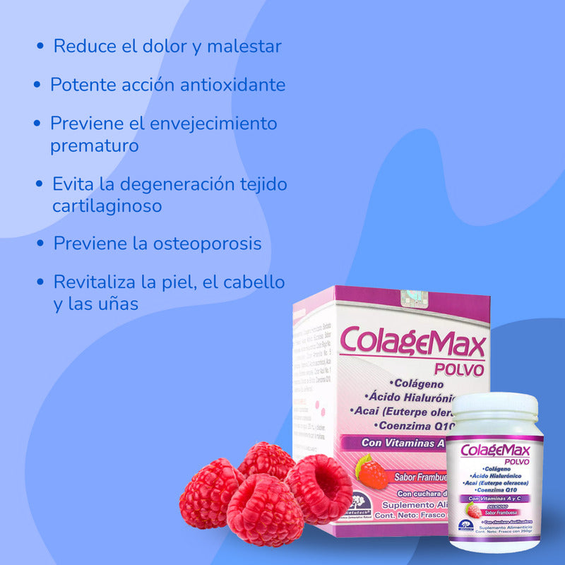 Colagemax Colágeno En Polvo Sabor Frambuesa 250 G Natutech Frambuesa