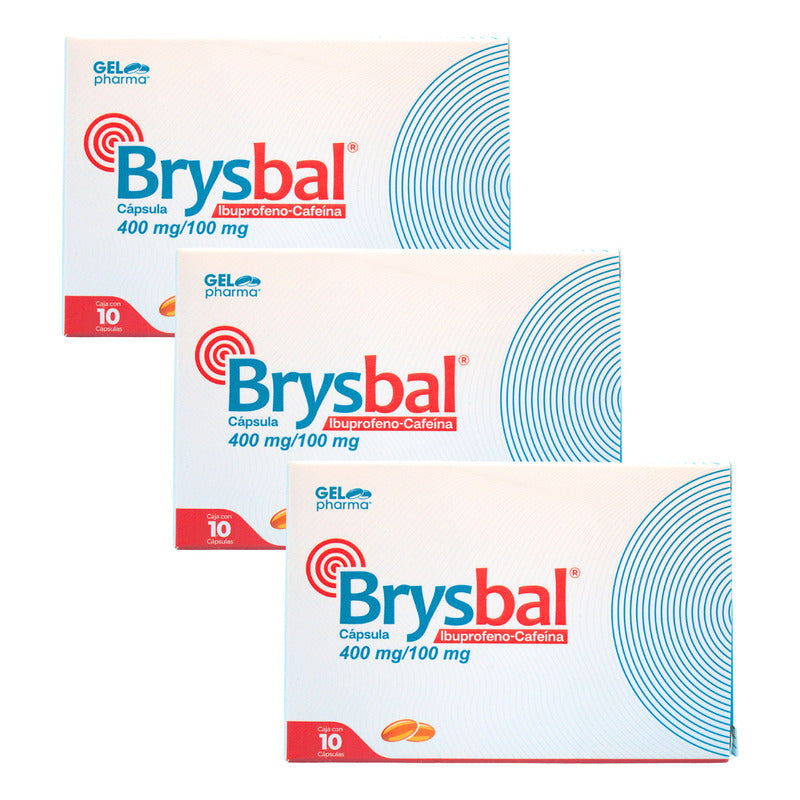 Brysbal Ibuprofeno/cafeína 3 Cajas 10 Caps C/u Gel Pharma
