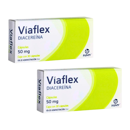 Viaflex Diacereína 50 Mg 2 Cajas 30 Cápsulas C/u Maver