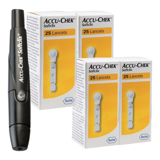 Puncionador Lancetero Accu - Chek Softclix Con 100 Lancetas Negro