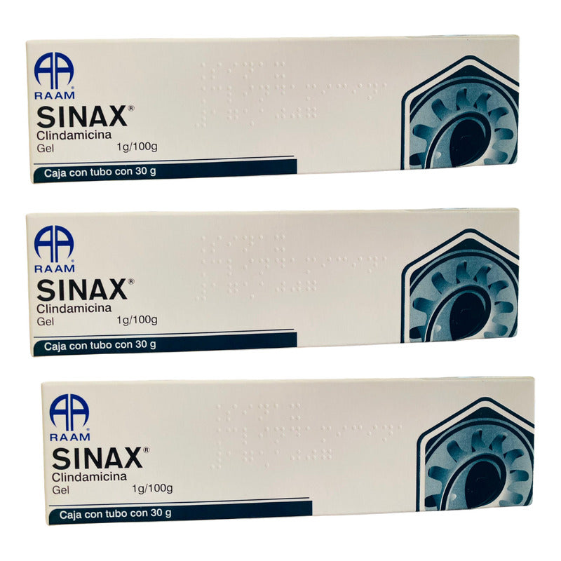 Sinax Clindamicina Gel 1g / 100g 3 Tubos Con 30 G C/u Raam
