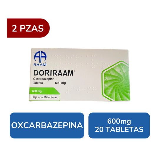 Doriraam Oxcarbazepina 600 Mg 2 Cajas Con 20 Tabs C/u Raam