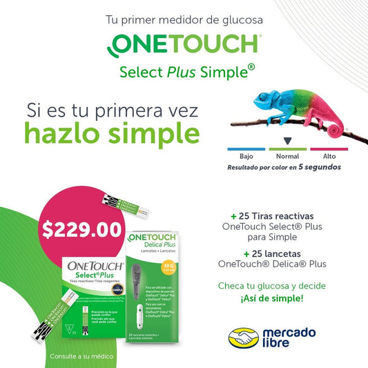 Onetouch Select Plus Simple Paquete Con 25 Tiras 25 Lancetas Negro