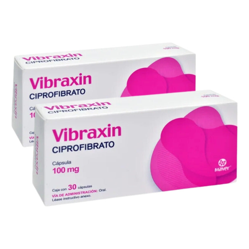 Ciprofibrato Vibraxin 100 Mg 2 Cajas Con 30 Capsulas C/u
