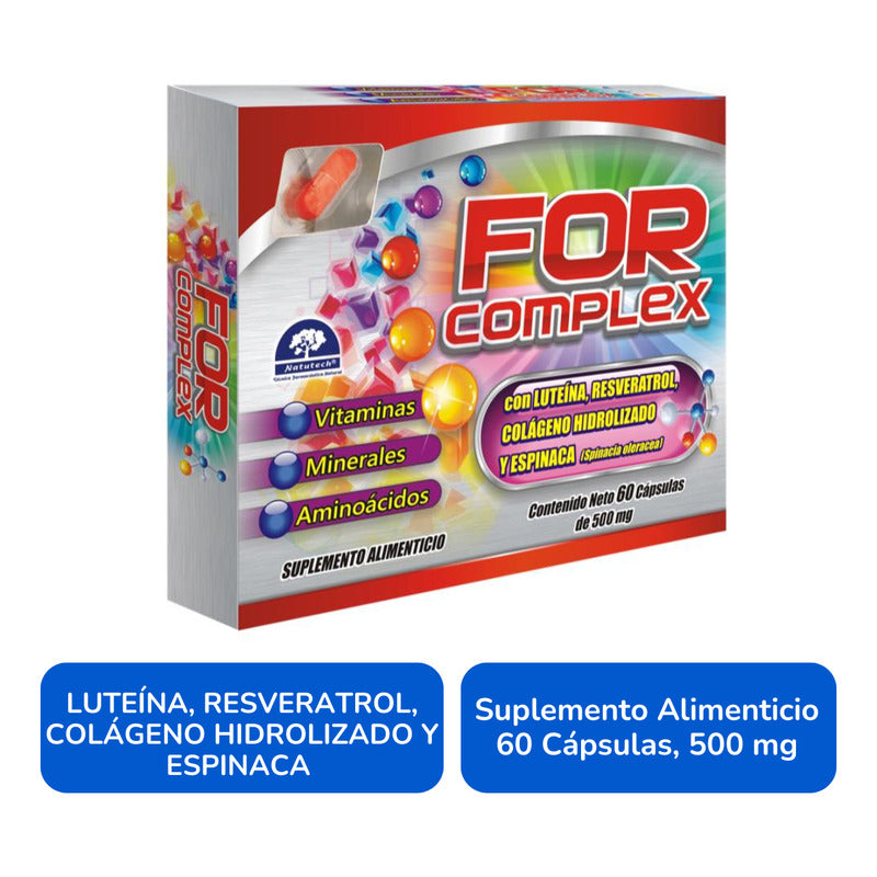 For Complex 60 Caps 500mg Suplemento Con Luteína Natutech Sin Sabor