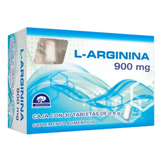 L-arginina 900 Mg 30 Tabletas Suplemento Natutech Sin Sabor