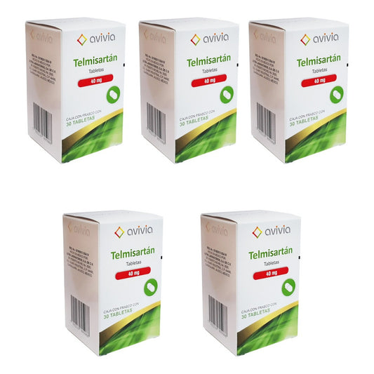 Avivia Telmisartán 5 Cajas De 30 Tabletas 40 Mg  C/u