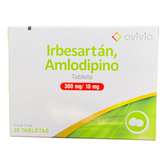 Irbesartán / Amlodipino 300 Mg / 10 Mg 28 Tabletas Avivia